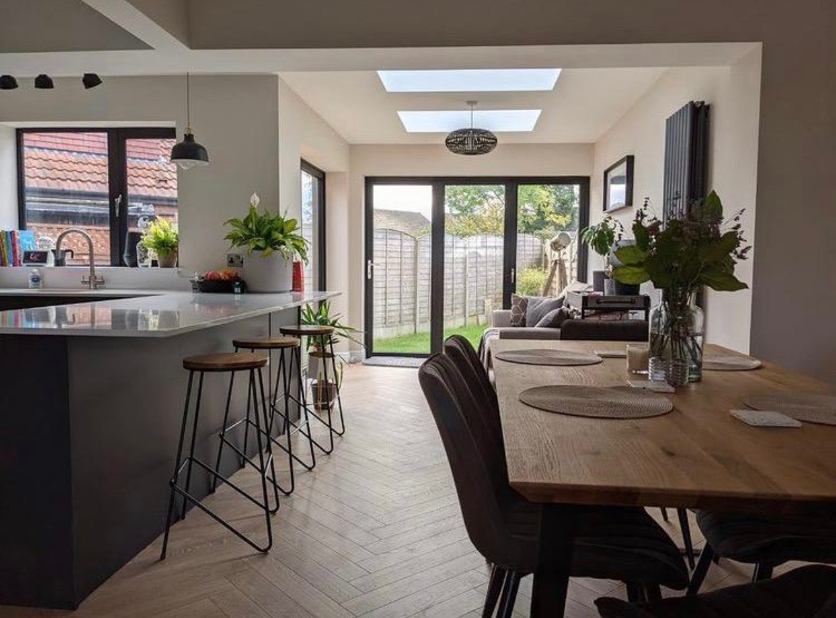 Open plan kitchen and dining room extension completed by HHB Contractors in Liverpool